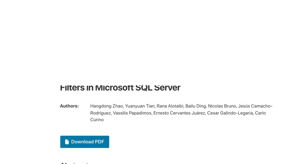 Screenshot of vldb.org: Pragmatic Bitmap Filters in Microsoft SQL Server