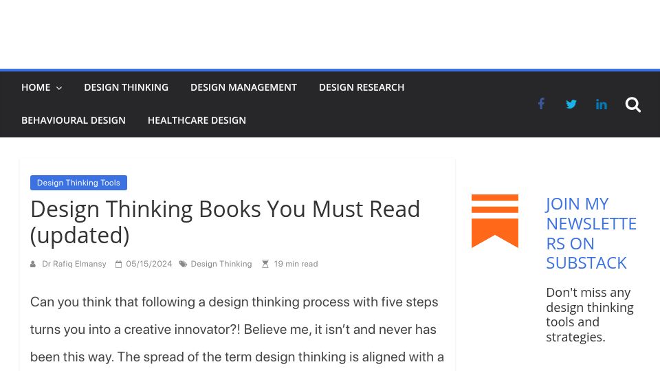 Screenshot of designorate.com: Design Thinking Books (2024)