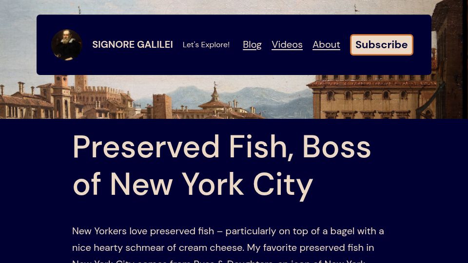Screenshot of signoregalilei.com: Preserved Fish, Boss of New York City