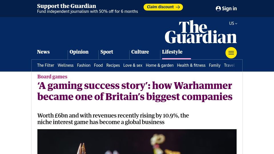 Screenshot of theguardian.com: A gaming success story: how Warhammer became one of Britain's biggest companies
