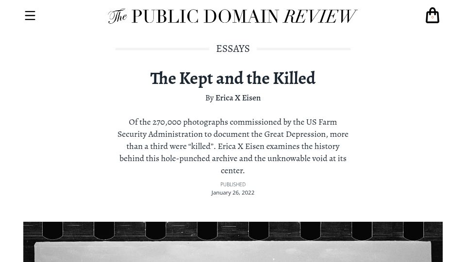 Screenshot of publicdomainreview.org: The Kept and the Killed (2022)