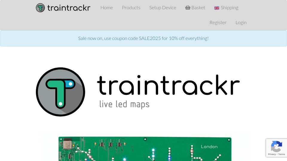 Screenshot of traintrackr.co.uk: Traintrackr – Live LED Maps