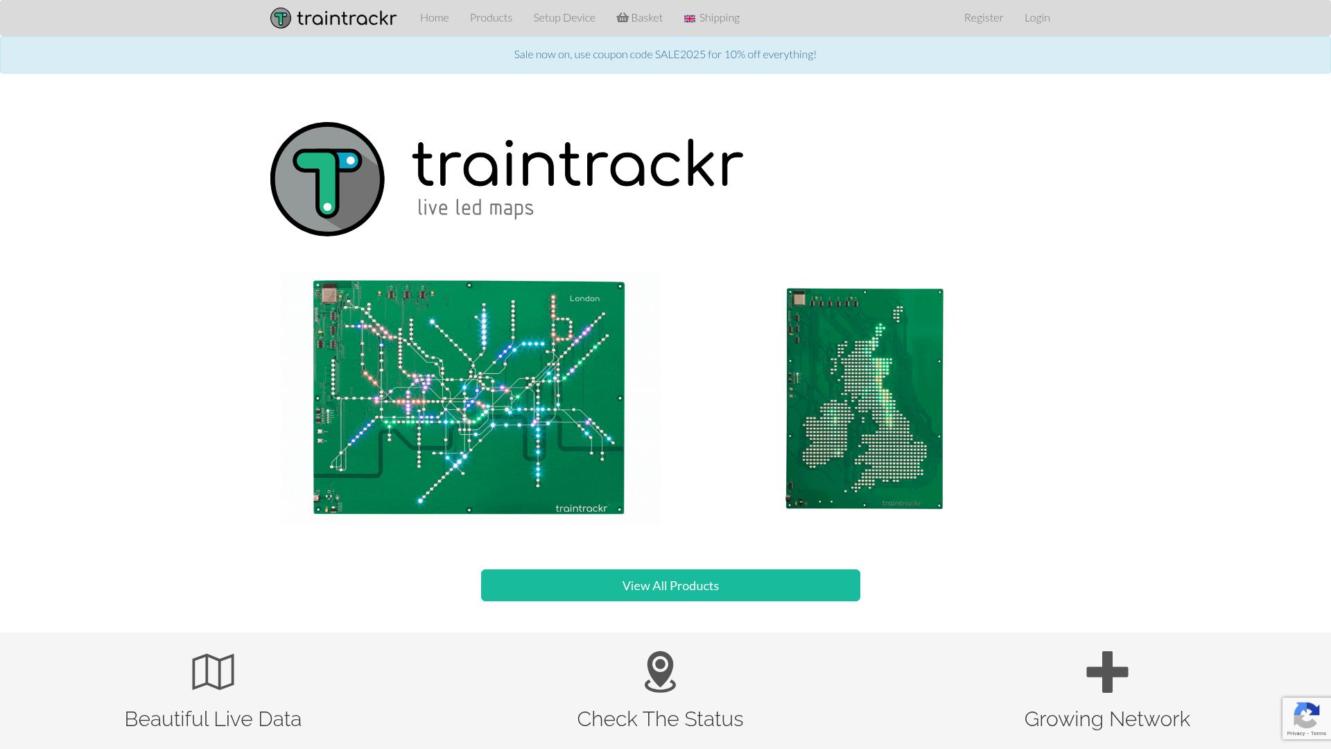 Screenshot of traintrackr.co.uk: Traintrackr – Live LED Maps