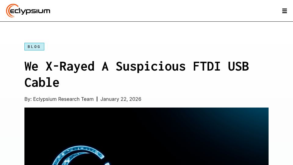 Screenshot of eclypsium.com: We X-Rayed a Suspicious FTDI USB Cable