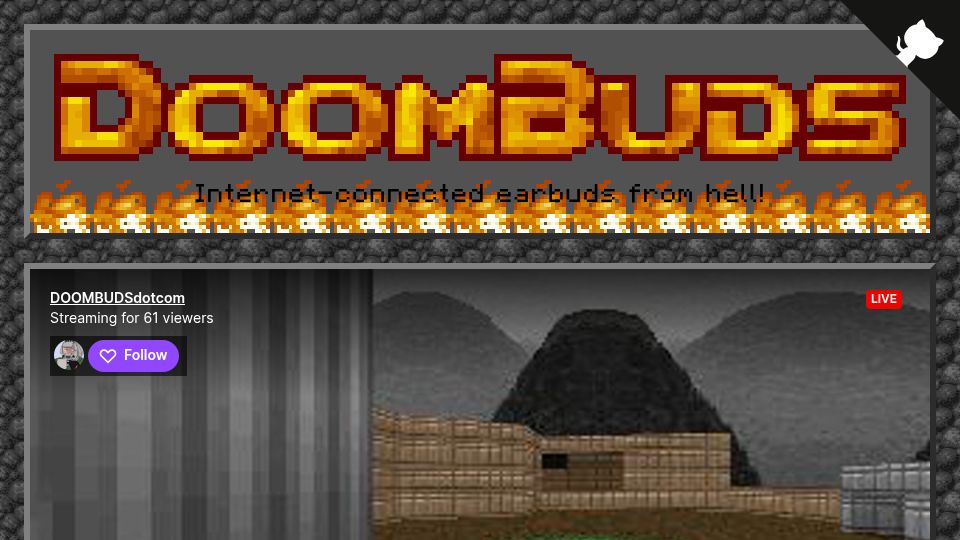 Screenshot of doombuds.com: Doom has been ported to an earbud