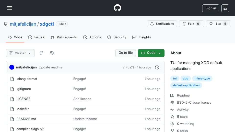 Screenshot of github.com: Show HN: TUI for managing XDG default applications