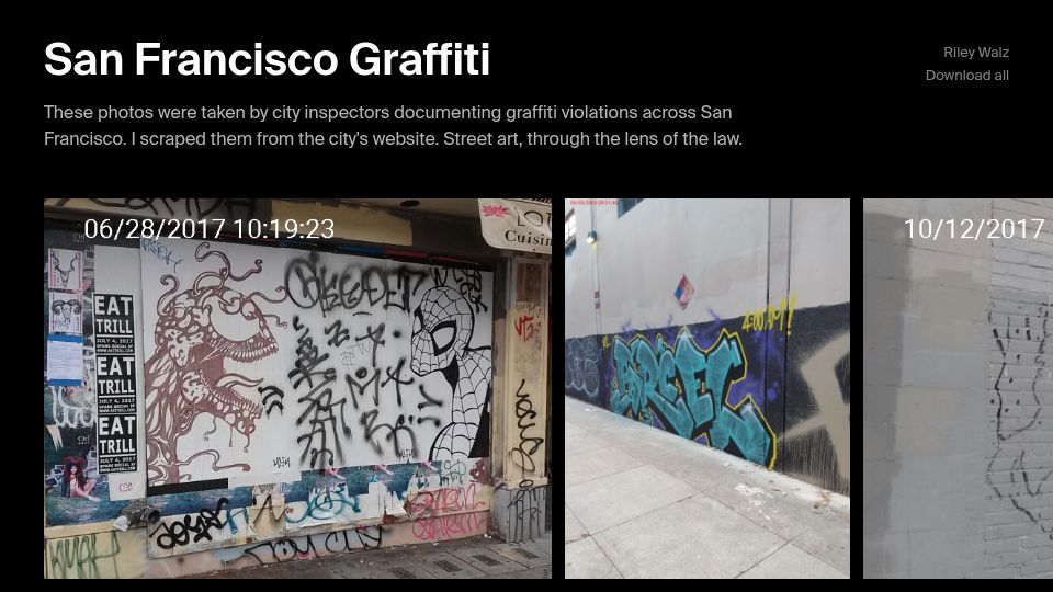 Screenshot of walzr.com: San Francisco Graffiti