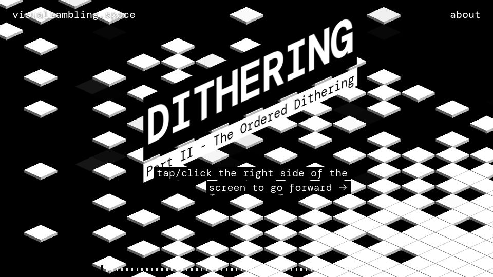 Screenshot of visualrambling.space: Dithering – Part 2: The Ordered Dithering