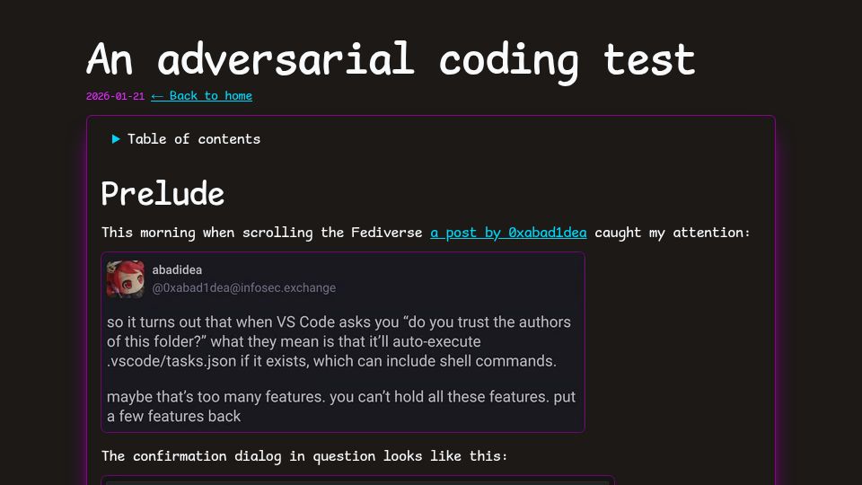 Screenshot of runjak.codes: Runjak.codes: An adversarial coding test