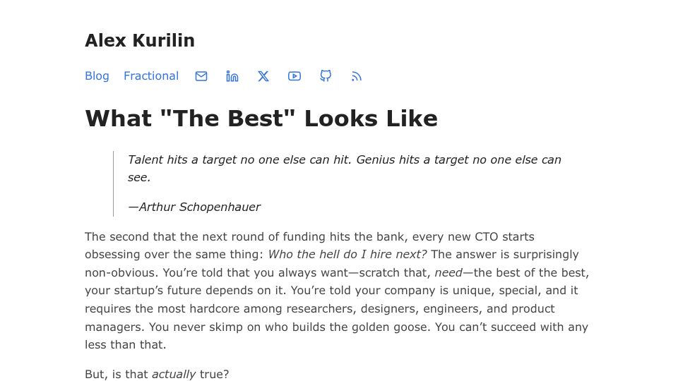 Screenshot of kuril.in: What "The Best" Looks Like