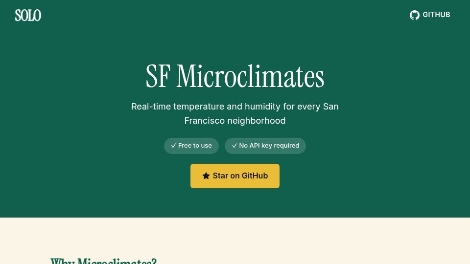 Screenshot of microclimates.solofounders.com: SF Microclimates