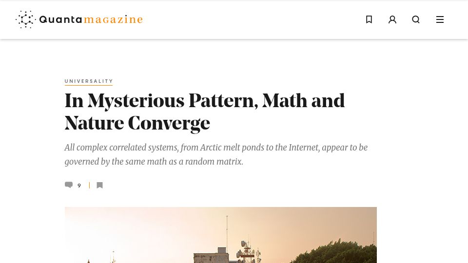 Screenshot of quantamagazine.org: The Universal Pattern Popping Up in Math, Physics and Biology (2013)