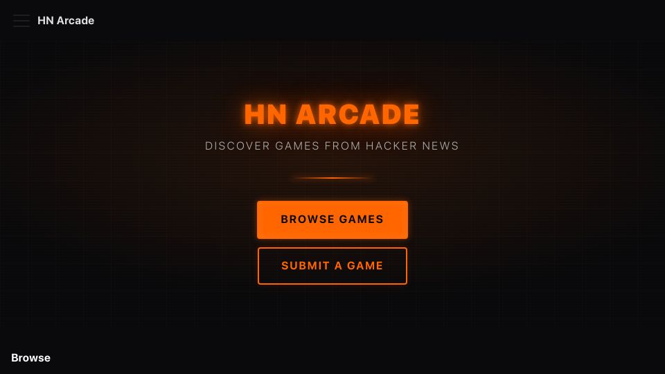 Screenshot of andrewgy8.github.io: Show HN: The HN Arcade