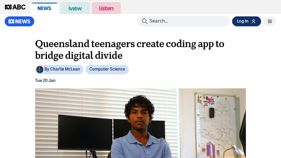 Screenshot of abc.net.au: Australian high schoolers build coding platform to help learners in Sri Lanka