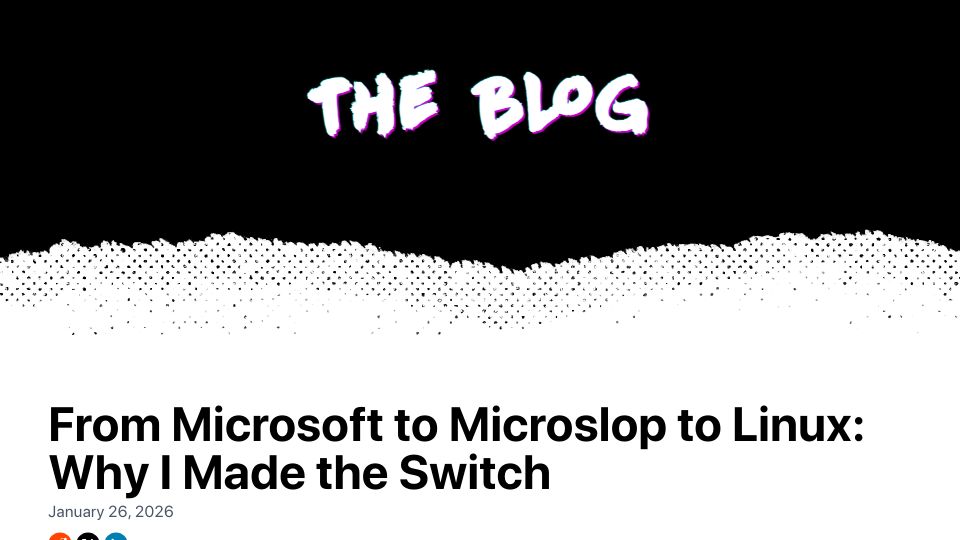 Screenshot of himthe.dev: Microsoft forced me to switch to Linux