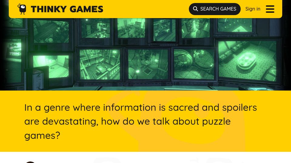 Screenshot of thinkygames.com: In a genre where spoilers are devastating, how do we talk about puzzle games?