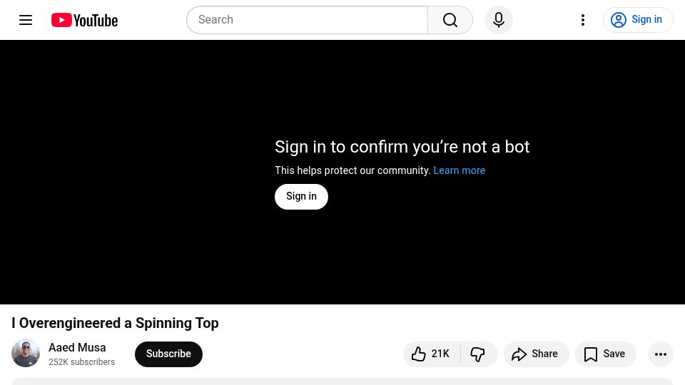 Screenshot of youtube.com: I overengineered a spinning top [video]