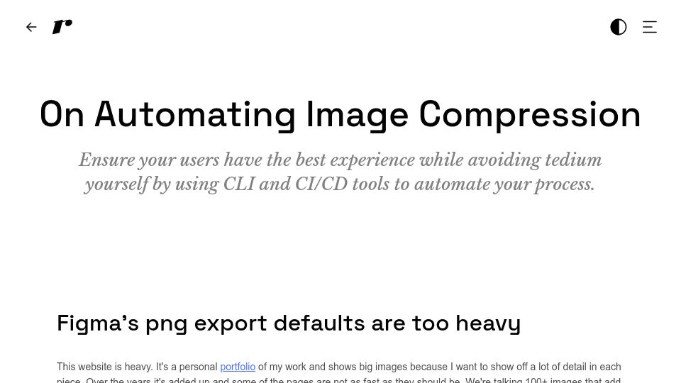 Screenshot of ramijames.com: Automating Image Compression