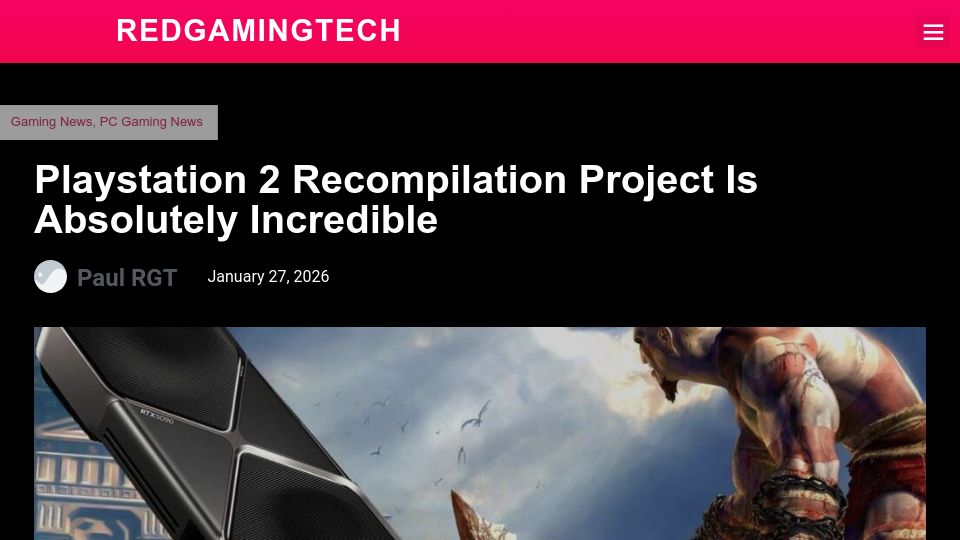 Screenshot of redgamingtech.com: PlayStation 2 Recompilation Project Is Absolutely Incredible