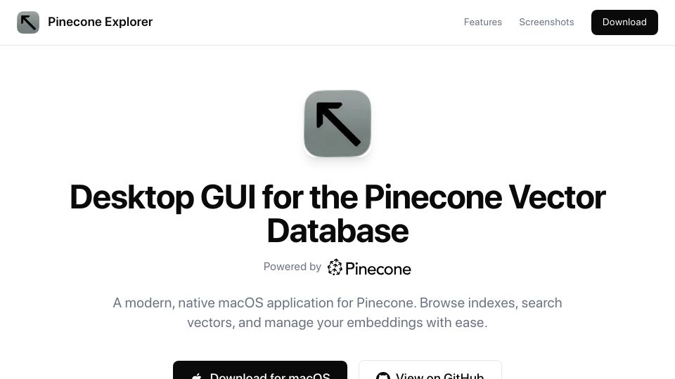 Screenshot of pinecone-explorer.com: Show HN: Pinecone Explorer – Desktop GUI for the Pinecone vector database