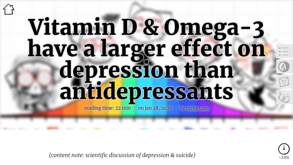 Screenshot of blog.ncase.me: Vitamin D and Omega-3 have a larger effect on depression than antidepressants