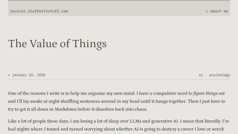 Screenshot of journal.stuffwithstuff.com: The Value of Things