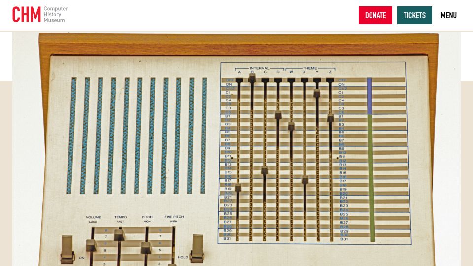 Screenshot of computerhistory.org: Generative Music with the Muse