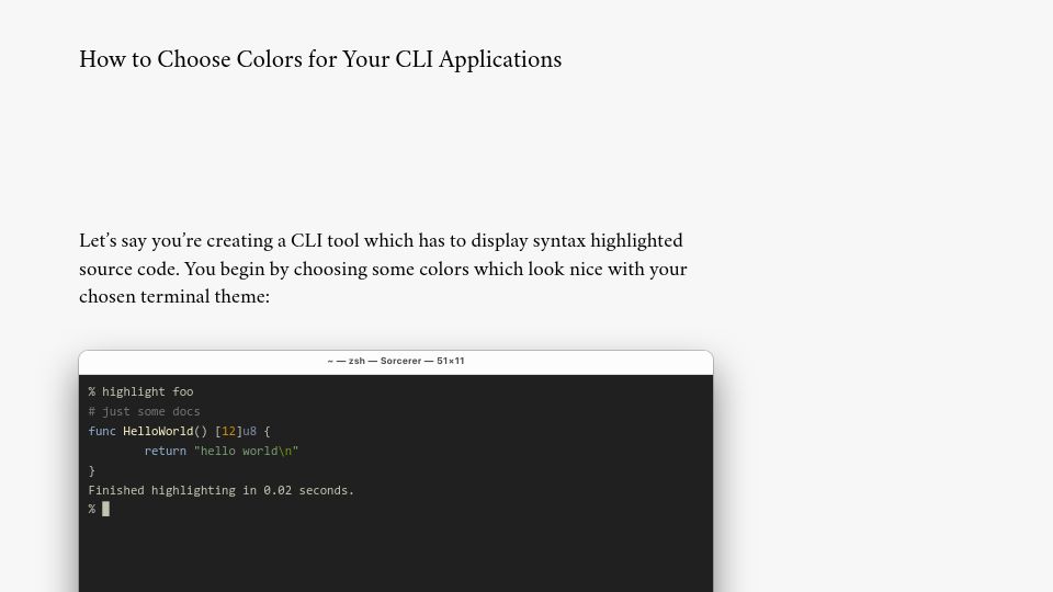 Screenshot of blog.xoria.org: How to choose colors for your CLI applications (2023)