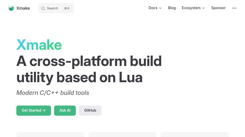 Screenshot of xmake.io: Xmake: A cross-platform build utility based on Lua