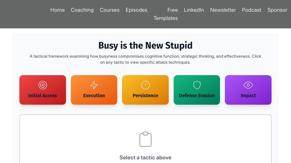 Screenshot of cisotradecraft.com: Busy Is the New Stupid