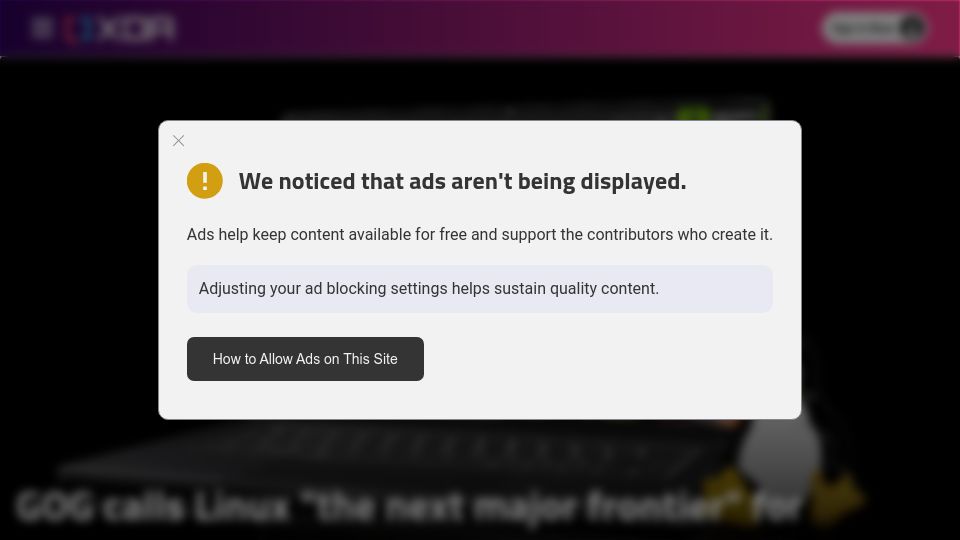Screenshot of xda-developers.com: GOG: Linux "the next major frontier" for gaming as it works on a native client
