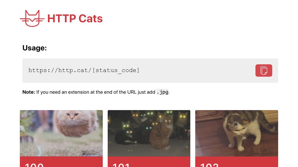 Screenshot of http.cat: HTTP Cats