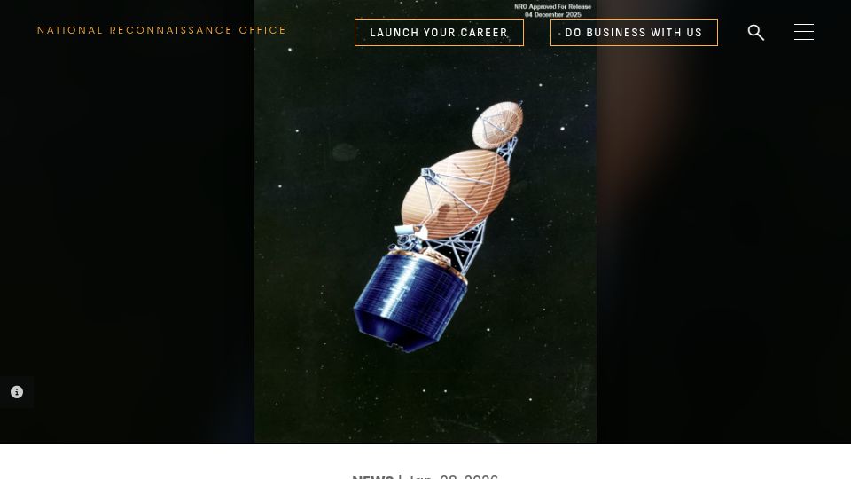 Screenshot of nro.gov: Declassifying JUMPSEAT: an American pioneer in space