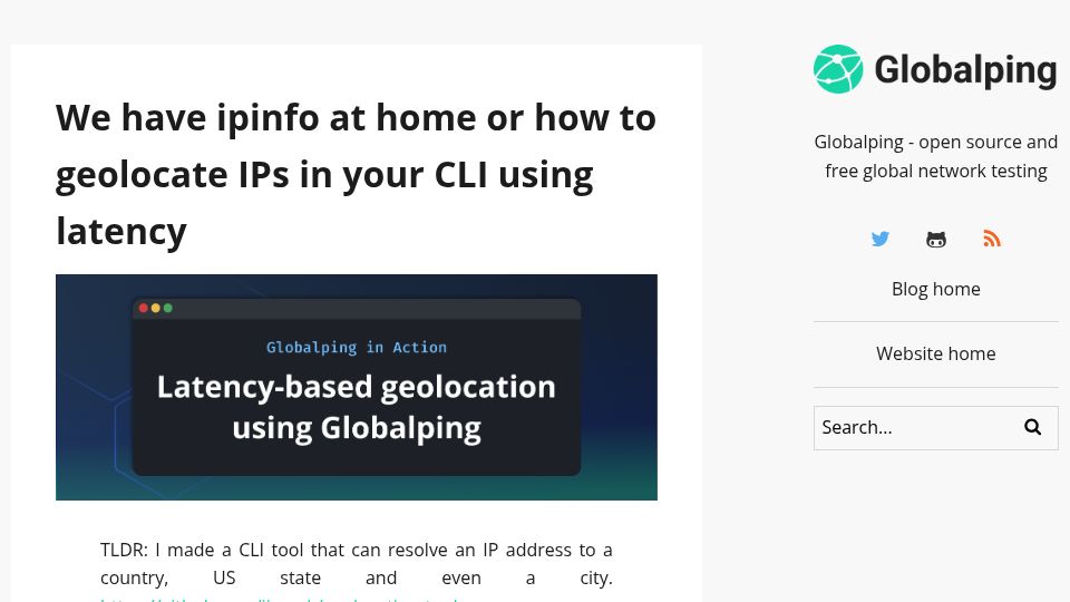 Screenshot of blog.globalping.io: We have ipinfo at home or how to geolocate IPs in your CLI using latency