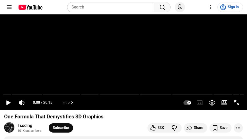 Screenshot of youtube.com: One Formula That Demystifies 3D Graphics