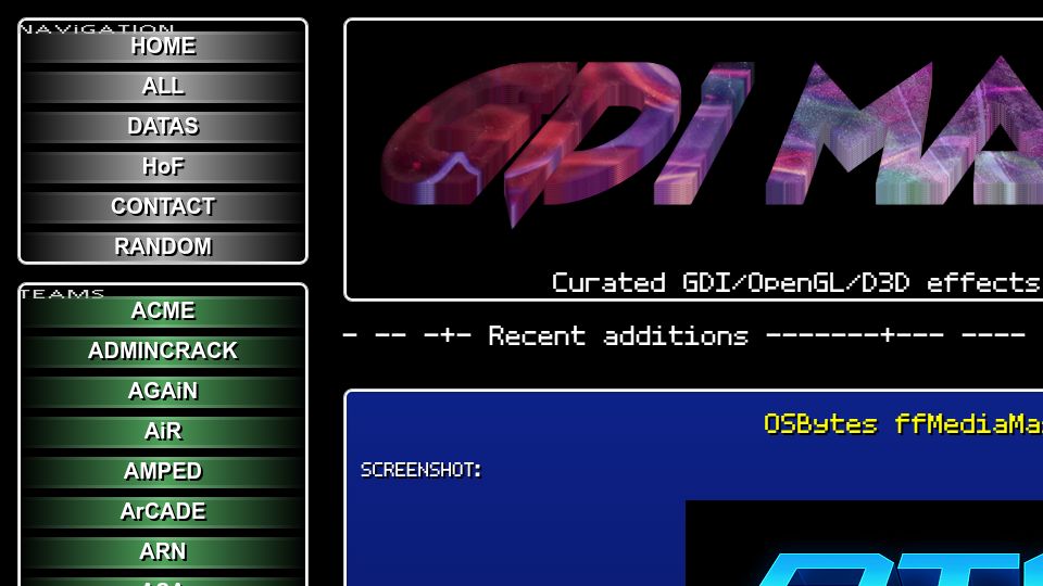 Screenshot of gdimayhem.temari.fr: GDI Effects from the PC cracking scene