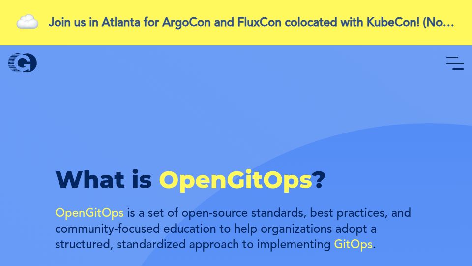 Screenshot of opengitops.dev: OpenGitOps