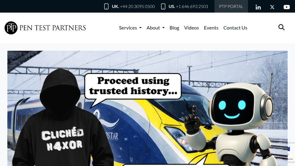 Screenshot of pentestpartners.com: Eurostar AI vulnerability: When a chatbot goes off the rails