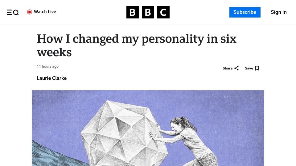 Screenshot of bbc.com: I changed my personality in six weeks