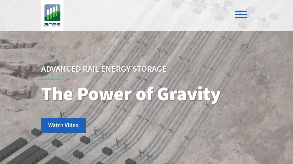 Screenshot of aresnorthamerica.com: Advanced Rail Energy Storage of North America