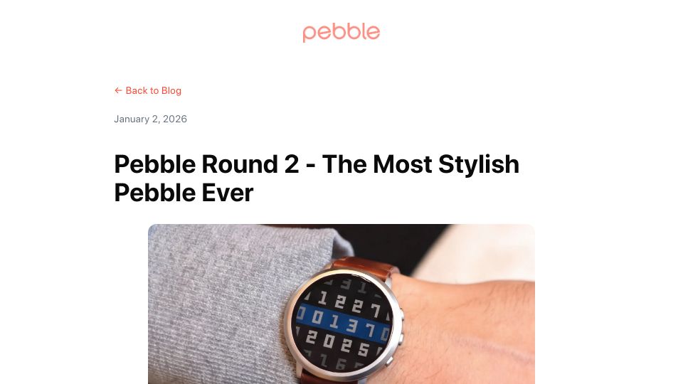 Screenshot of repebble.com: Pebble Round 2