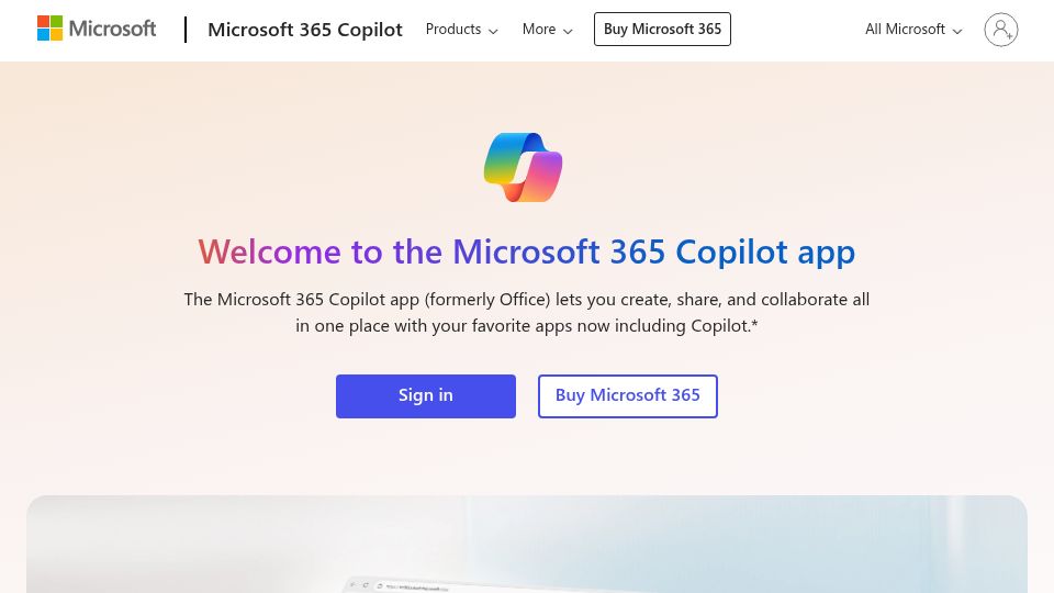 Screenshot of office.com: Microsoft Office renamed to "Microsoft 365 Copilot app"