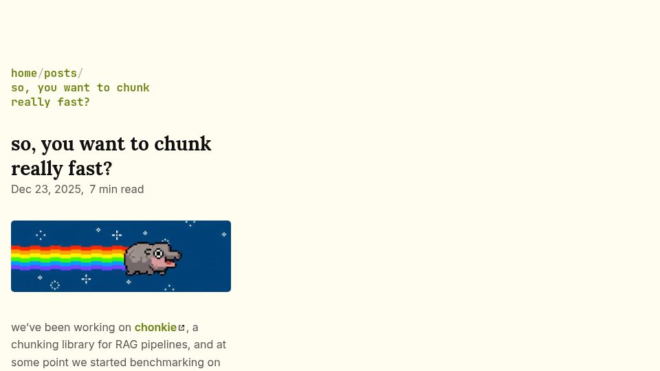 Screenshot of minha.sh: So, you want to chunk really fast?