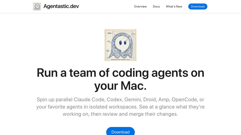 Screenshot of agentastic.dev: Show HN: Agentastic.dev is Ghostty and Git worktrees = multi-agent CC/Codex IDE