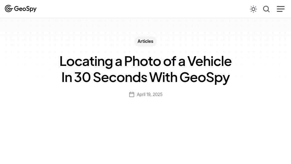 Screenshot of geospy.ai: Locating a Photo of a Vehicle in 30 Seconds with GeoSpy