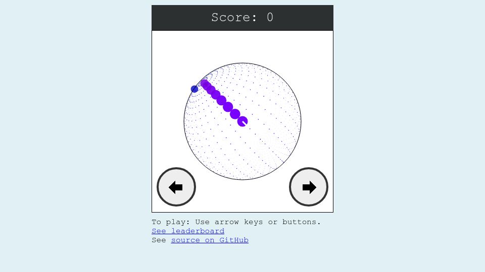 Screenshot of kevinalbs.com: Spherical Snake