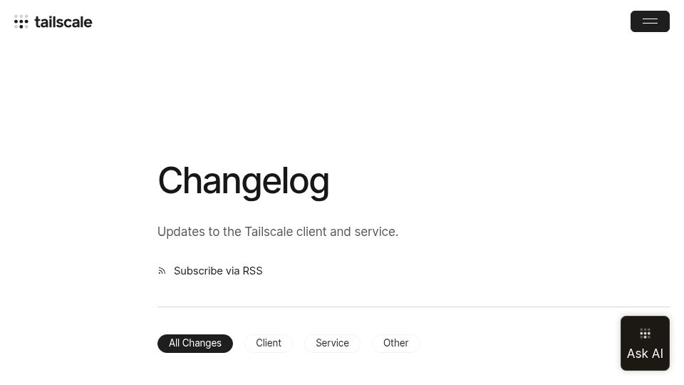 Screenshot of tailscale.com: Tailscale state file encryption no longer enabled by default