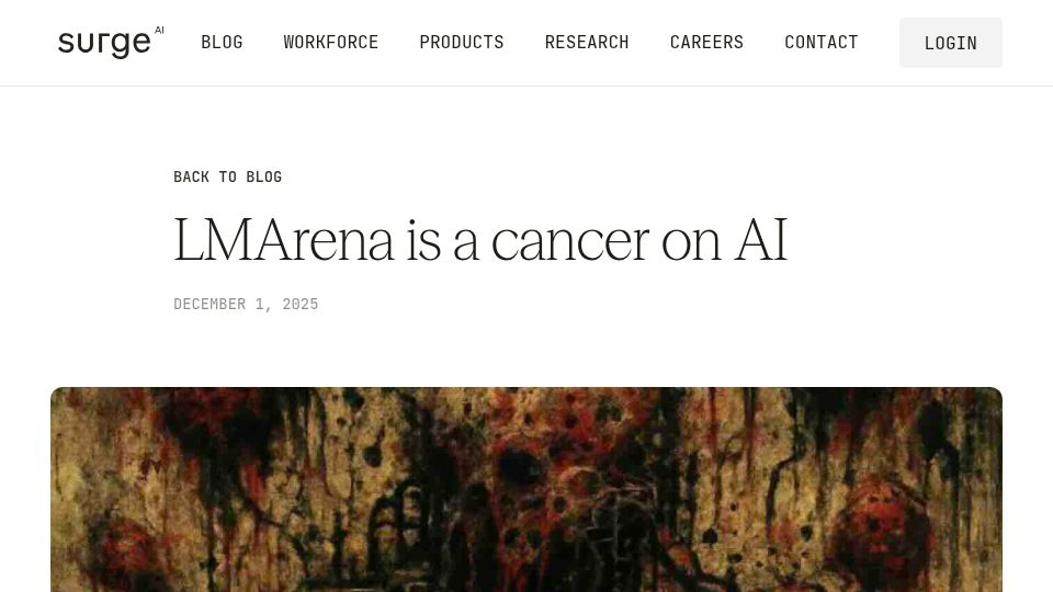 Screenshot of surgehq.ai: LMArena is a cancer on AI