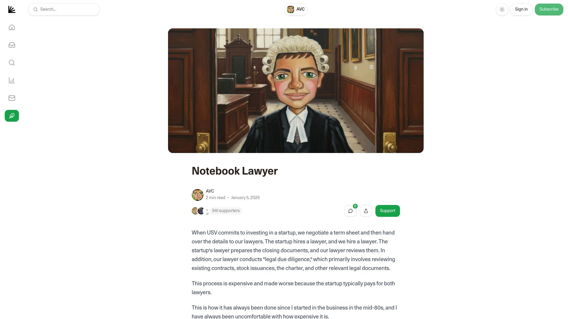 Screenshot of avc.xyz: Notebook Lawyer