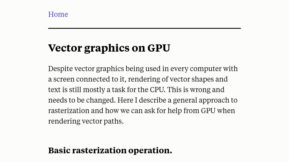 Screenshot of gasiulis.name: Vector graphics on GPU